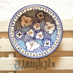 イタリア＆北アフリカ伝統万能絵付皿　澄んだブルーが印象的　クスクス皿 69 tebsi 1枚目の画像