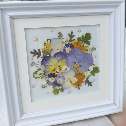 押し花額  『花束』 （ハンドメイド） 大切な花束を保存する✦ずっと飾っておける押し花額 Sサイズ