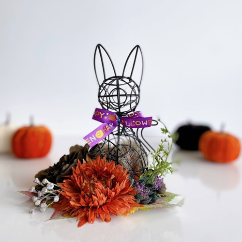 ハロウィン ハロウィンアレンジ ネコ フラワーアレンジメント