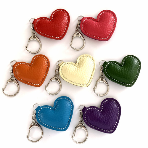 本革ぷっくり推し色ハートキーホルダー/ピンク/推し活/大人可愛い/春