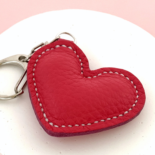 美品】エルメス レザーキーホルダー ハート バレンタイン限定 オレンジ