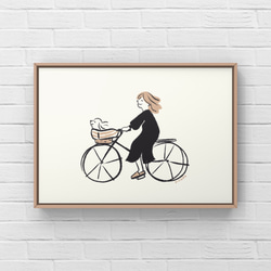 トイプードル【自転車】A4ポスター　犬　ペット　イラスト　うちの子 2枚目の画像