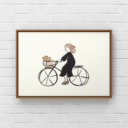 トイプードル【自転車】A4ポスター　犬　ペット　イラスト　うちの子 3枚目の画像