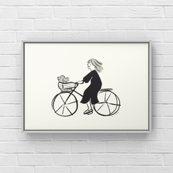 トイプードル【自転車】A4ポスター　犬　ペット　イラスト　うちの子 4枚目の画像