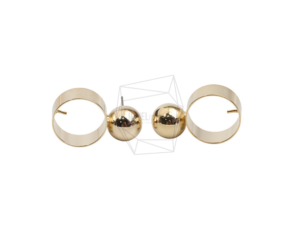 ERG-2197-G【2個入り】ボールラウンドピアス /Ball Round Post Earring 1枚目の画像