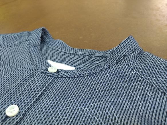 <OSOCU> Chita-momen band collar shirt ”Sashiko””　知多木綿　刺し子シャツ 3枚目の画像