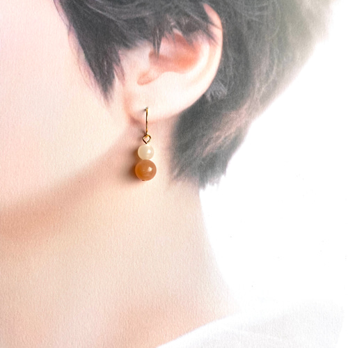 シルバーシャインムーンストーン　ハンドメイド　ピアス　天然石　イヤリング 天然石とパールの小枝アクセサリー ピアス/イヤリング]ムーン