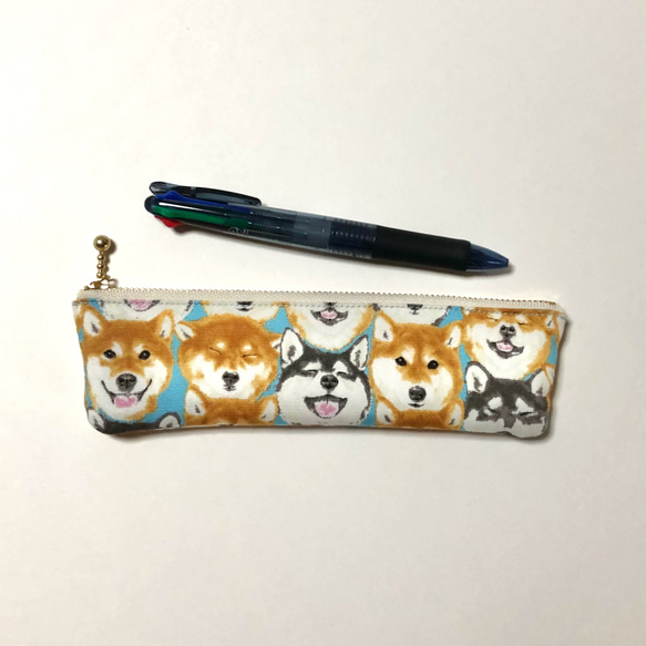柴犬 スリムペンケース 水色 ペンケース *オオシマザクラ* 通販
