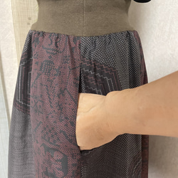 大島紬のリブフレアースカート　秋の暮 5枚目の画像