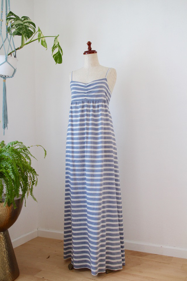 ＊Creema限定＊【サンプルセール】ボーダーバックタイマキシドレス　/ネイビー