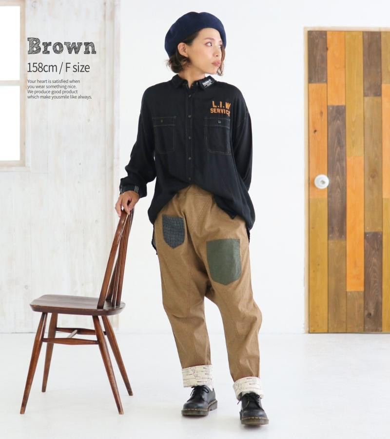 ENFOLD2019サルエルパンツ サルエルパンツ メンズ リネンパンツ 綿麻 ゴム仕様 ロング