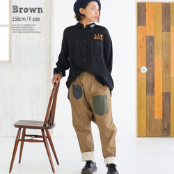 かずちゃん＊ハンドメイド＊ サフィランフランスリネン　キャメル　サルエル かずちゃん様専用＊ハンドメイド＊ サフィランフランスリネン