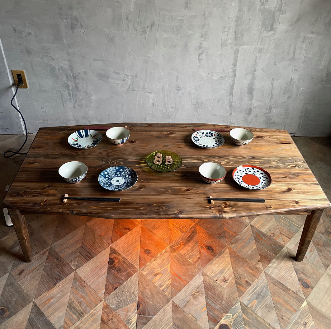 【ニコこたつ】120×70cm/130×70cm 癒されるちゃぶ台　ローテーブル 無垢材　おしゃれ　サイズオーダー可能