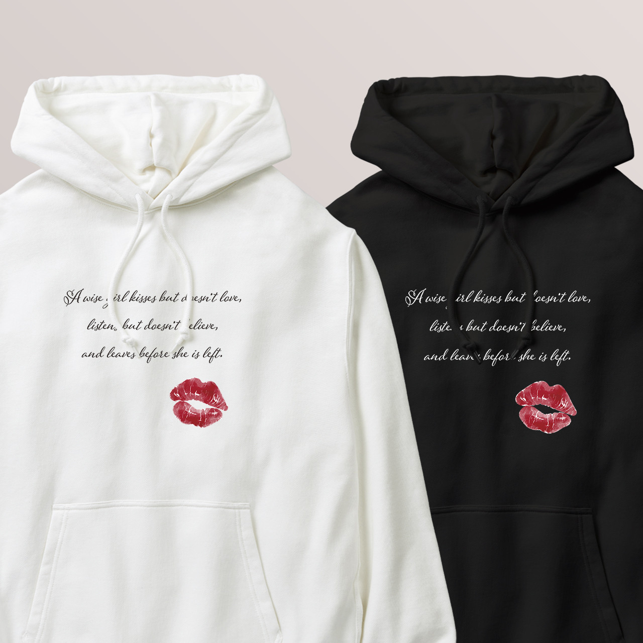 送料無料 口紅とキスとメッセージの定番ライトパーカー 100〜2XL 大きいサイズ・小さいサイズ