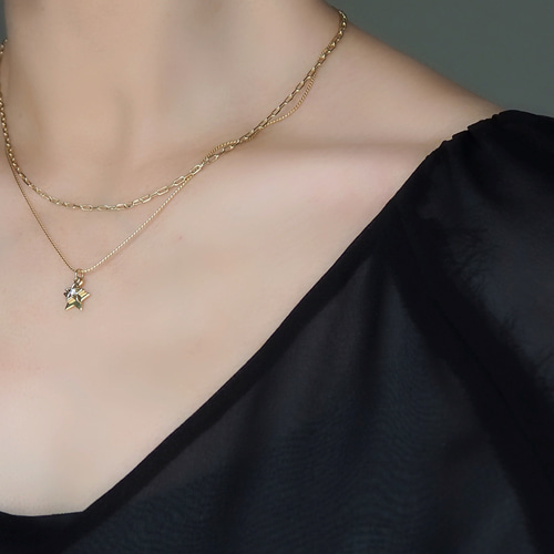 【kate spade】キュービックジルコニア スター ネックレス ダブルスター キュービックジルコニア 星モチーフの2連チェーン