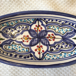 チュニジア・ナブールの陶器  オバール19cm　澄んだブルーが印象的 69 3枚目の画像