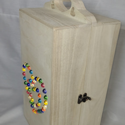 ミシン糸+ボビン 50個収納　便利な糸立て木製裁縫箱　ソーイングボックス　かわいい♥柄入の収納ケース 5枚目の画像