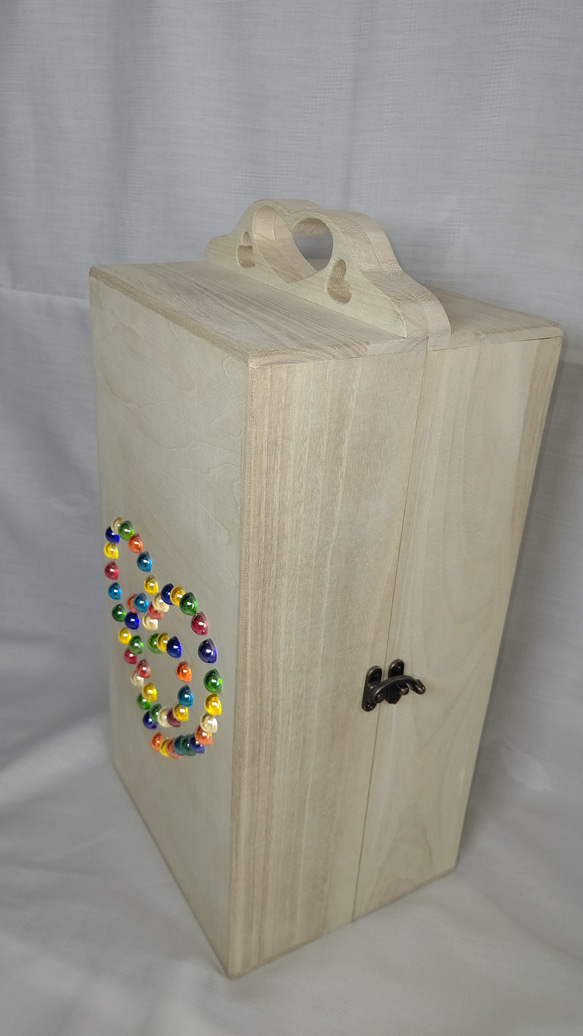 ミシン糸+ボビン 50個収納　便利な糸立て木製裁縫箱　ソーイングボックス　かわいい♥柄入の収納ケース 5枚目の画像