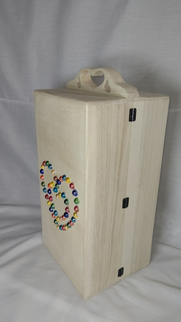 ミシン糸+ボビン 50個収納　便利な糸立て木製裁縫箱　ソーイングボックス　かわいい♥柄入の収納ケース 6枚目の画像
