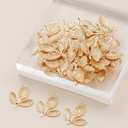 4個入】リーフチャーム 3枚葉 ゴールド チャーム ハンドメイド資材