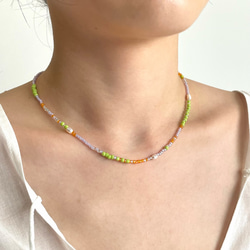 3WAYビーズアクセサリー 淡水パール シルバー＆黄緑＆紫＆オレンジ