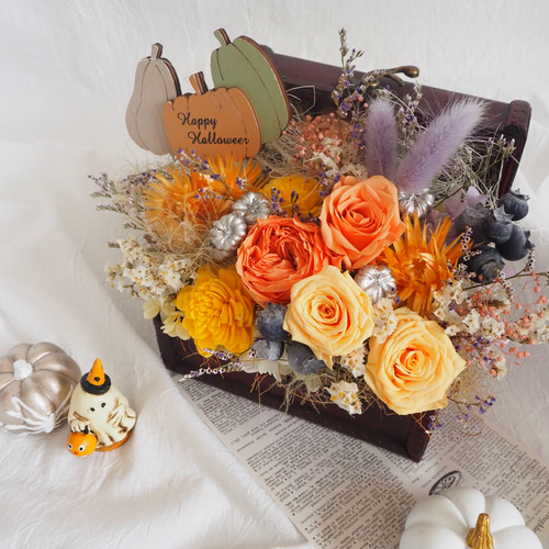 オレンジ＆バーガンディの豪華アレンジメント｜秋冬・ハロウィン・クリスマスに オレンジ＆バーガンディの豪華アレンジメント｜秋冬・ハロウィン