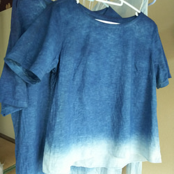 春分売り尽くしSale⭐️  メンズ   伝統の正藍染  竹布  布帛のTシャツ   藍染グラデーション　Mサイズ 5枚目の画像