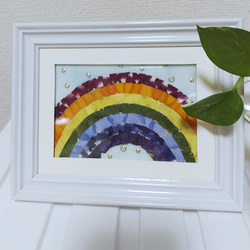 【送料無料】レインボー　虹の押し花額 2枚目の画像