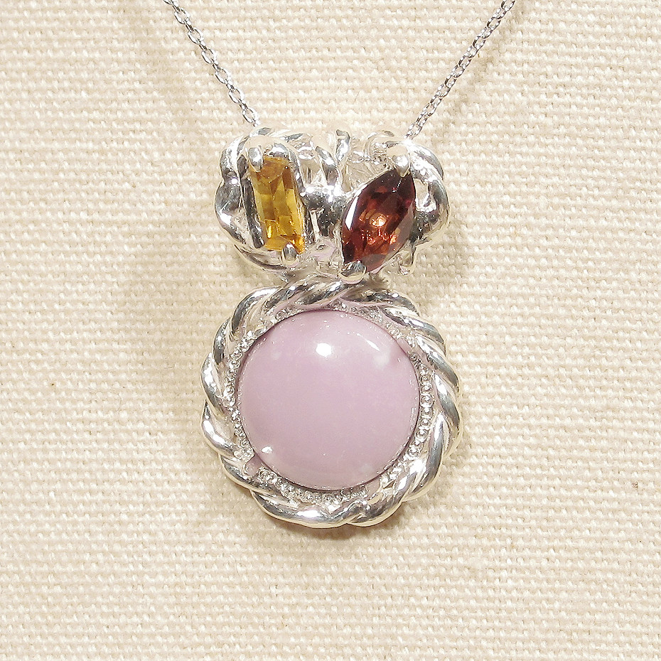 4.43ctフォスフォシデライトとSV925、天然石のトップ（トップのみの販売、メッキはロジウムまたは18K張り） 9,490円