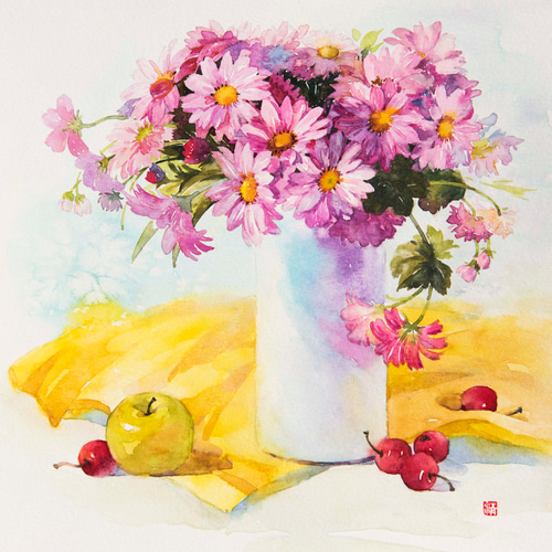 錦秋-2】水彩原画 一点物 額縁付き 豪華プレゼント付き 絵画 jacc_net