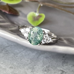 Silver925 Moss agate design Ring Rhodium Plated 第3張的照片
