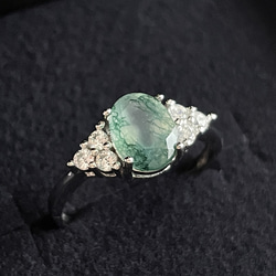 Silver925 Moss agate design Ring Rhodium Plated 第2張的照片