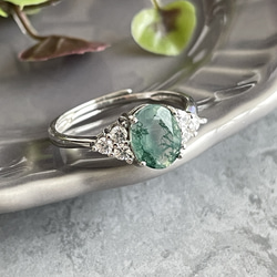 Silver925 Moss agate design Ring Rhodium Plated 第14張的照片