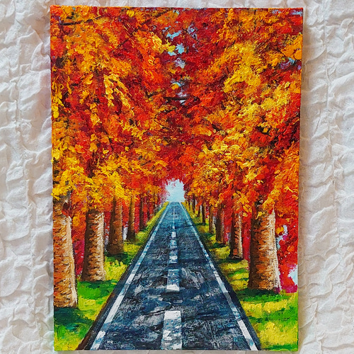 【メーカー直送】 油絵 絵画 14565678｜Creema(クリーマ) 通販 HR 絵画 【秋の道】 絵画