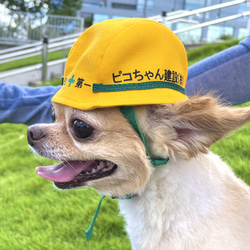 小型犬＆猫用やわらかヘルメット風帽子【名入れできる！】チワワやトイプードルにピッタリなおもしろコスプレ帽子 9枚目の画像