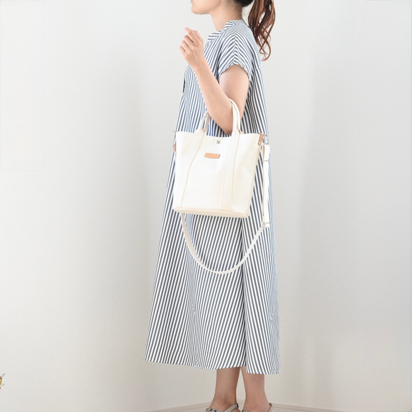 丸底で収納力大！2way仕様が嬉しい/色豊富 #生成り 2枚目の画像