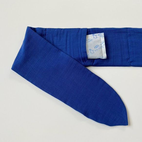 オールシーズン♪ターバン　スカーフ　アイマスク　ネッククーラー　クールスカーフ　ヘアバンド　青　ブルー　保冷剤orカイロ 10枚目の画像