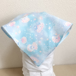 ☆期間限定20％OFF☆ 120cm パール（ブルー）子供用エプロン・三角巾・巾着袋セット 7枚目の画像