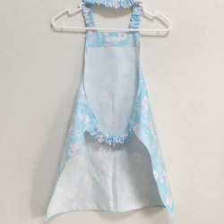 ☆期間限定20％OFF☆ 120cm パール（ブルー）子供用エプロン・三角巾・巾着袋セット 4枚目の画像