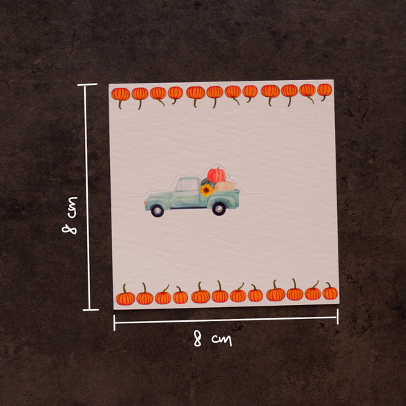 【秋。南瓜豐收】留言立卡  米色紋路厚磅藝術紙 質感小卡 第3張的照片