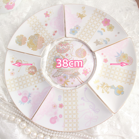 【超早割】陶器の3段お重＋扇のお皿5枚セット〜鶴の舞〜                                     【超早割】26000円→20000円陶器の3段お重＋扇のお皿5枚セ VQ1711763012(13000円)