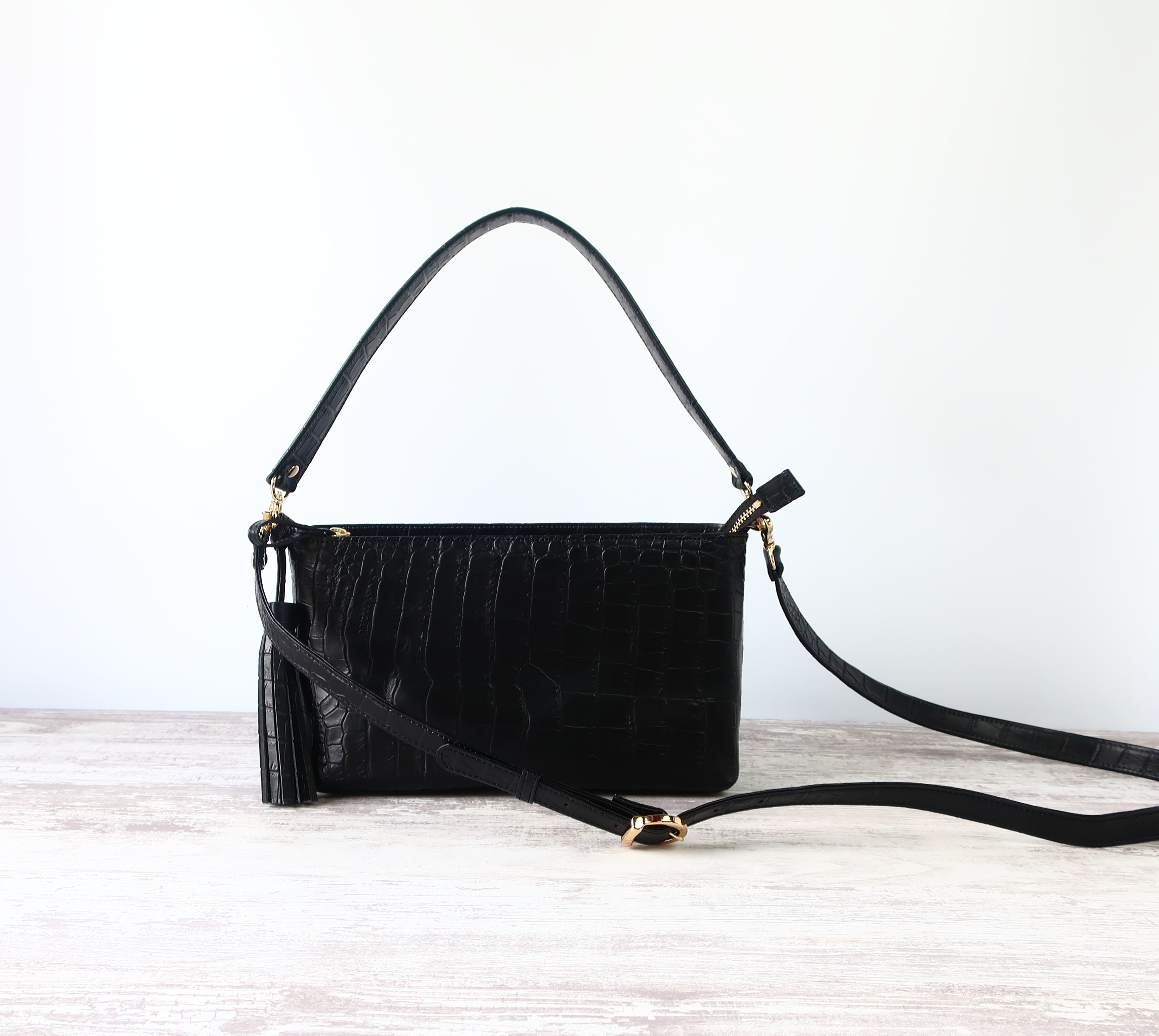 シンプルショルダー(SS)☆2WAYタイプ☆彡ブラック・お色違いも対応可能です・ショルダー紐付き/受注生産