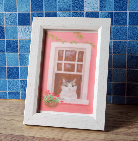 フレーム付きポストカード〈窓辺の猫〉 2枚目の画像