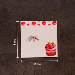 【秋。小浣熊】立體留言卡  米色紋路厚磅藝術紙 質感小卡 第3張的照片