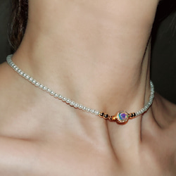 オパール パール 人工 チョーカーネックレス レースネックレス 真珠 ロマンチック キラキラ 11枚目の画像