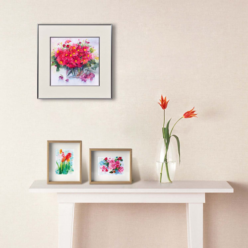 錦秋-4】水彩原画 一点物 額縁付き 豪華プレゼント付き 絵画