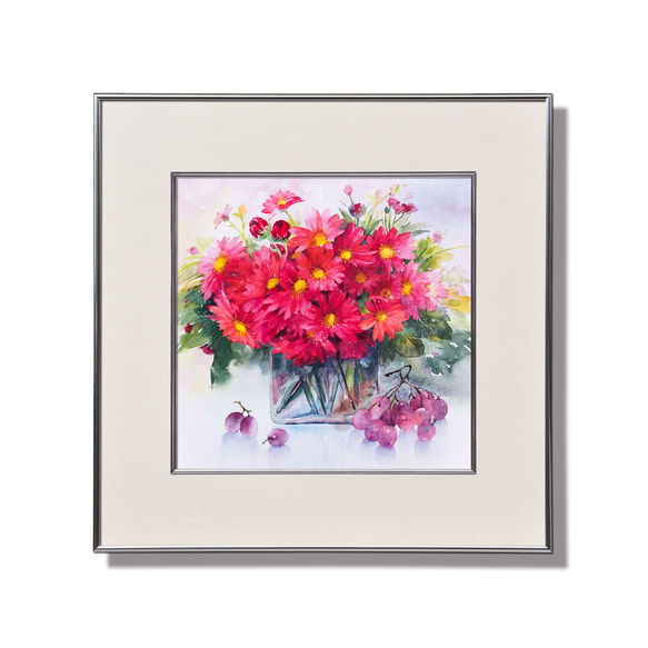 錦秋-4】水彩原画 一点物 額縁付き 豪華プレゼント付き 絵画