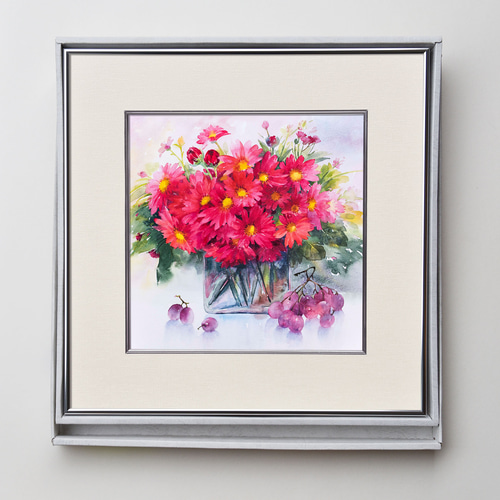 錦秋-4】水彩原画 一点物 額縁付き 豪華プレゼント付き 絵画
