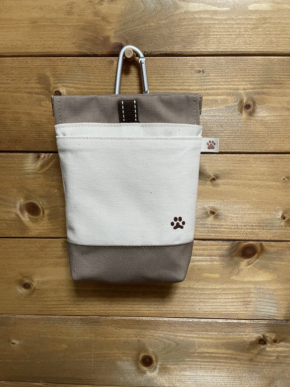 小型犬用　撥水帆布の消臭肉球マナーポーチ 1枚目の画像
