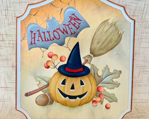 トールペイント】ち手描きハロウィンプレート やわ